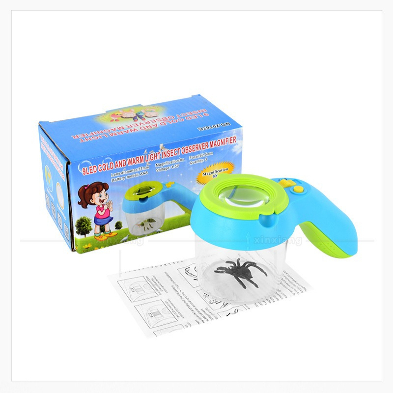 Outdoor Adventure Toys For Kids - 9LED 昆虫拡大鏡子供用手持ち式昆虫植物観察ボックス小型観察容器蝶キャッチャーアドベンチャー屋外おもちゃ