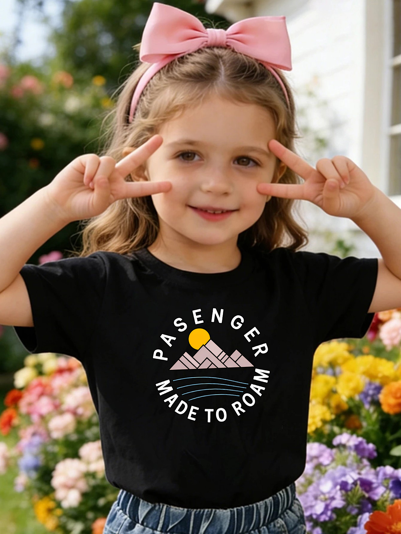 Outdoor Adventure Boys - アウトドアマウンテンアドベンチャーテキストプリントキッズTシャツ 男の子 女の子 ファミリーマッチ コットン クルーネック