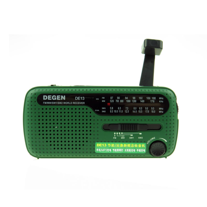 Emergency Radio Solar - DEGEN DE13 懐中電灯 FM 太陽目覚まし時計ラジオは携帯電話を電源にすることができます緊急ラジオポータブル FM