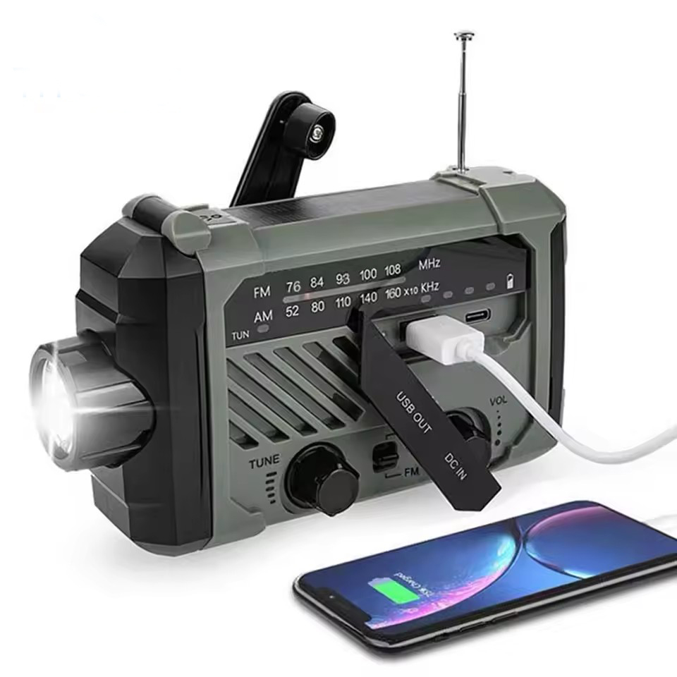 Emergency Radio Solar - ハンドル付き緊急ソーラーラジオ、ポータブル 3 モード懐中電灯 SOS サイレン携帯電話充電器キャンプサバイバルギアと用品