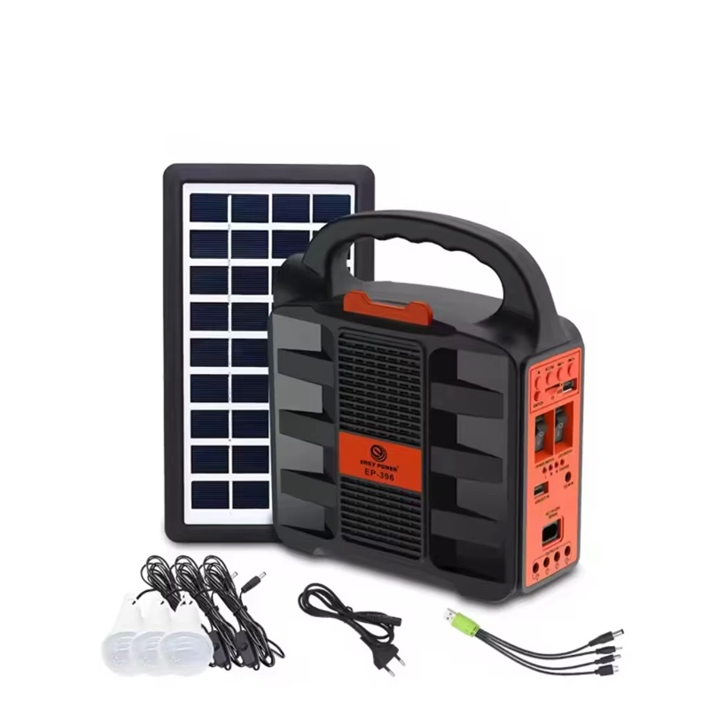 Emergency Radio Solar - P-396、LED ソーラーパワーライト、FM ラジオ付き、フラッシュディスク、充電式家庭用ソーラー照明システム、ポータブルソーラー発電機、1 個