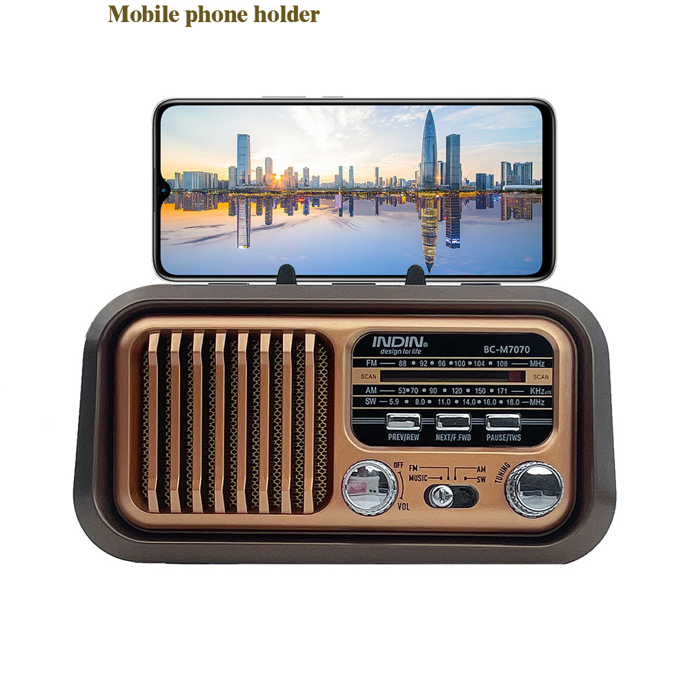 Emergency Radio Solar - ポータブルAM FM SWビンテージラジオ、電話スタンド付き、TFカード/USB対応、小型レトロラジオ、電池式＆ソーラー充電式、アウトドア用