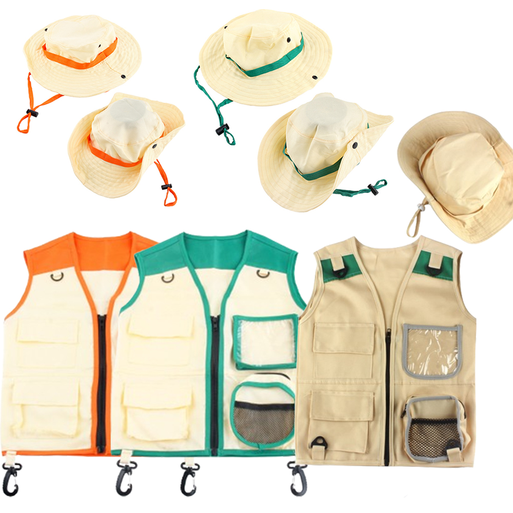 Outdoor Adventure Boys - キッズエクスプローラーコスチュームセット アドベンチャーベストとサンハット 子供用アウトドアキャンプハイキングロールプレイコスチューム 男の子と女の子向け
