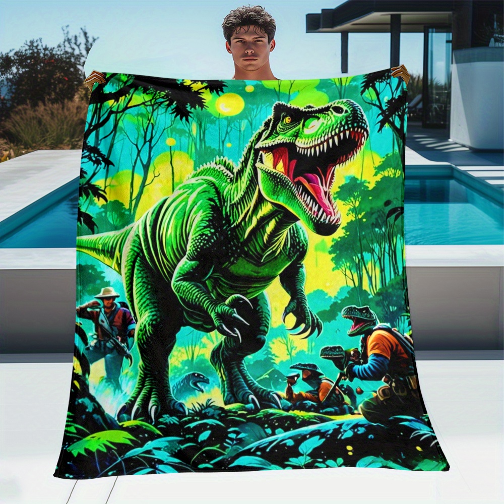 Outdoor Adventure Boys - 恐竜 T レックス ジャングル アドベンチャー フリースブランケット