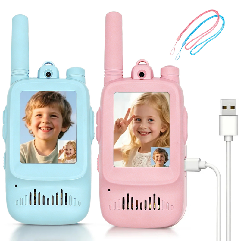 Outdoor Adventure Toys For Kids - 2個セット 子供用ビデオトランシーバー 充電式 室内・屋外用おもちゃ ワンクリック通話 キャンプやハイキングの冒険に必須