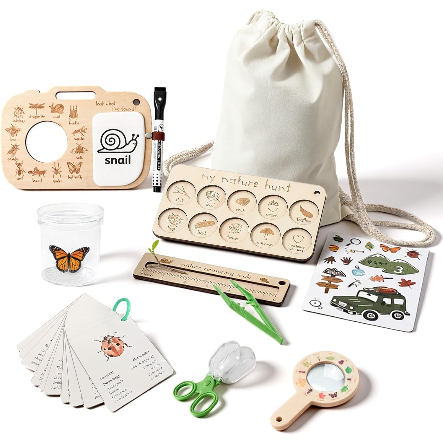 Outdoor Adventure Boys - 子供用虫捕りキット、虫箱、学習カード、観察ボード付き、屋外遊び、虫探しアドベンチャー、女の子と男の子へのプレゼント