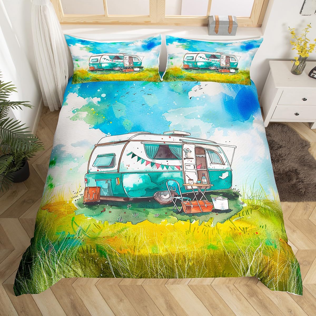 ハッピーキャンピング掛け布団カバー キャンピングカーベッドセ - Outdoor Adventure Quilt のレビューと価格