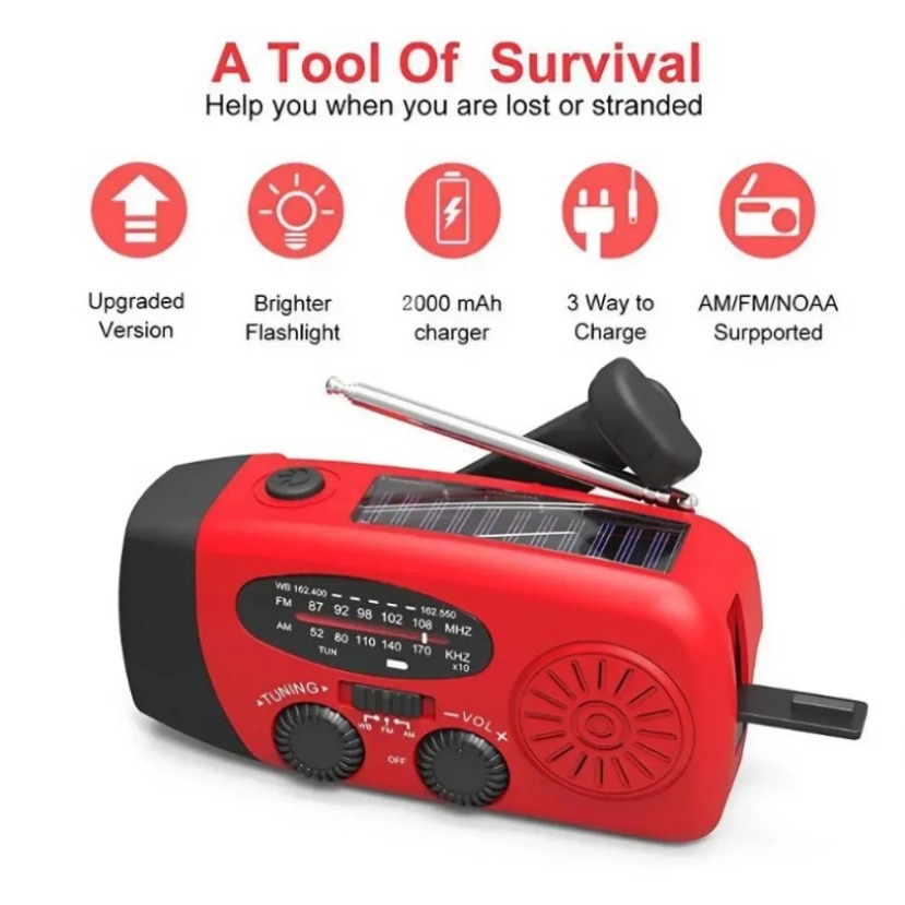 多機能ソーラーハンドクランクラジオ FM/AM/WB/NOA - Emergency Radio Solar のレビューと価格