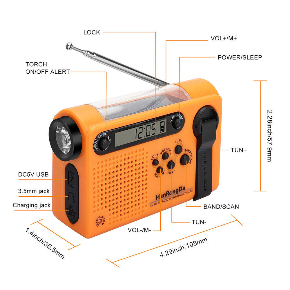 天気緊急ラジオ AM/FM/SW ポータブルソーラー手回しラ - Emergency Radio Solar のレビューと価格