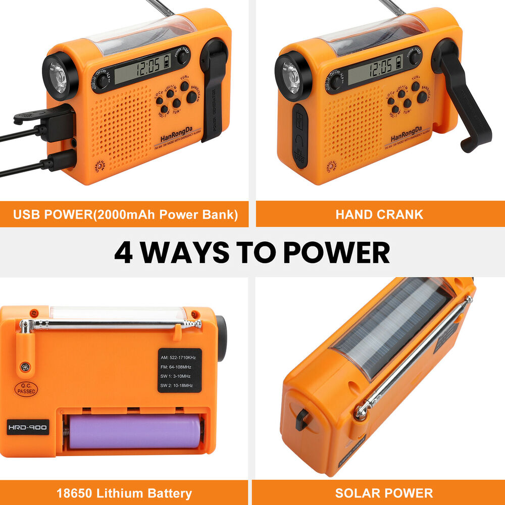 天気緊急ラジオ AM/FM/SW ポータブルソーラー手回しラ - Emergency Radio Solar のレビューと価格
