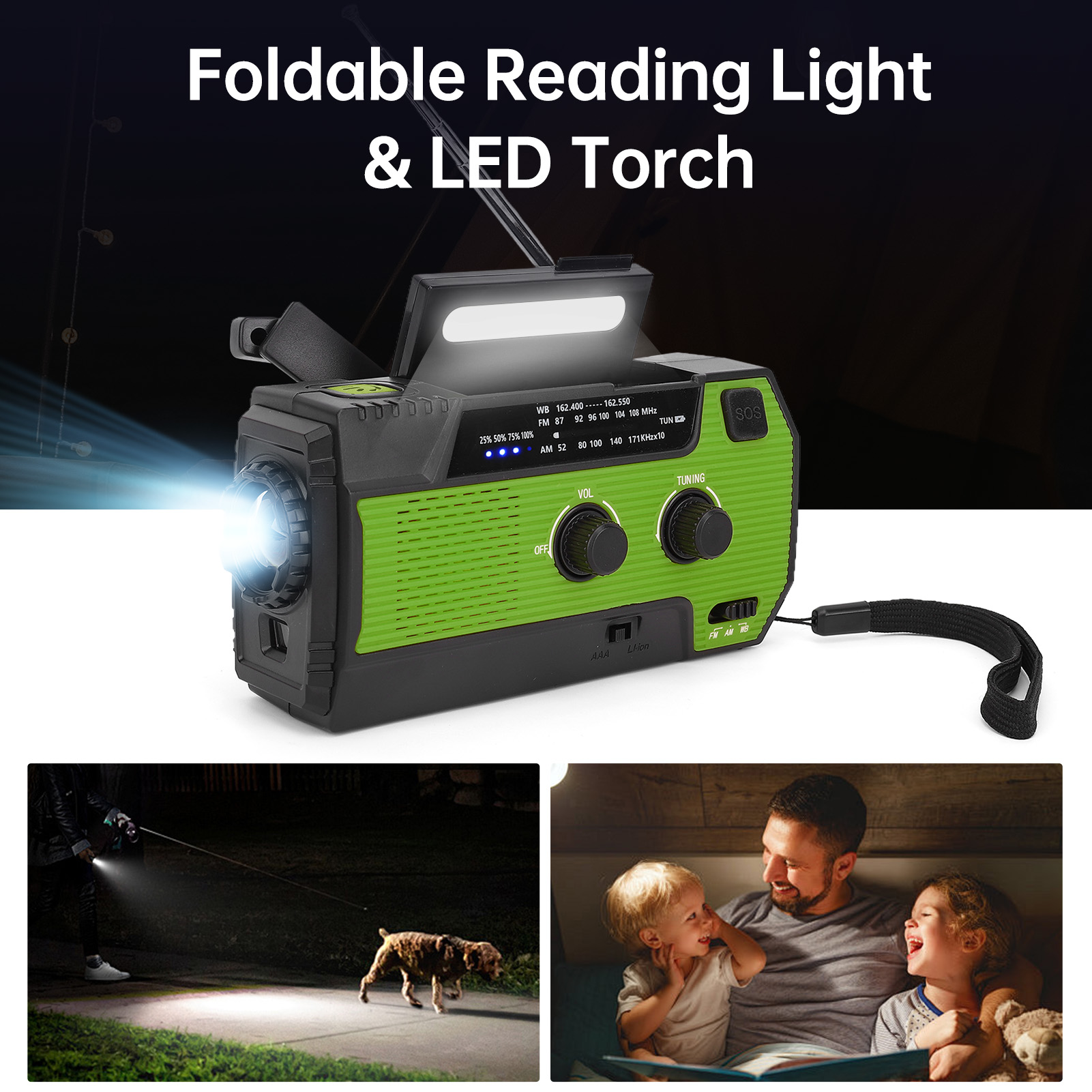 手回し式緊急ラジオ ソーラー充電式ポータブル屋外ラジオ US - Emergency Radio Solar のレビューと価格