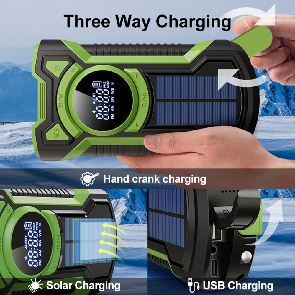ソーラー手回し式緊急ラジオ 天気FMラジオ 電話充電器 50 - Emergency Radio Solar のレビューと価格