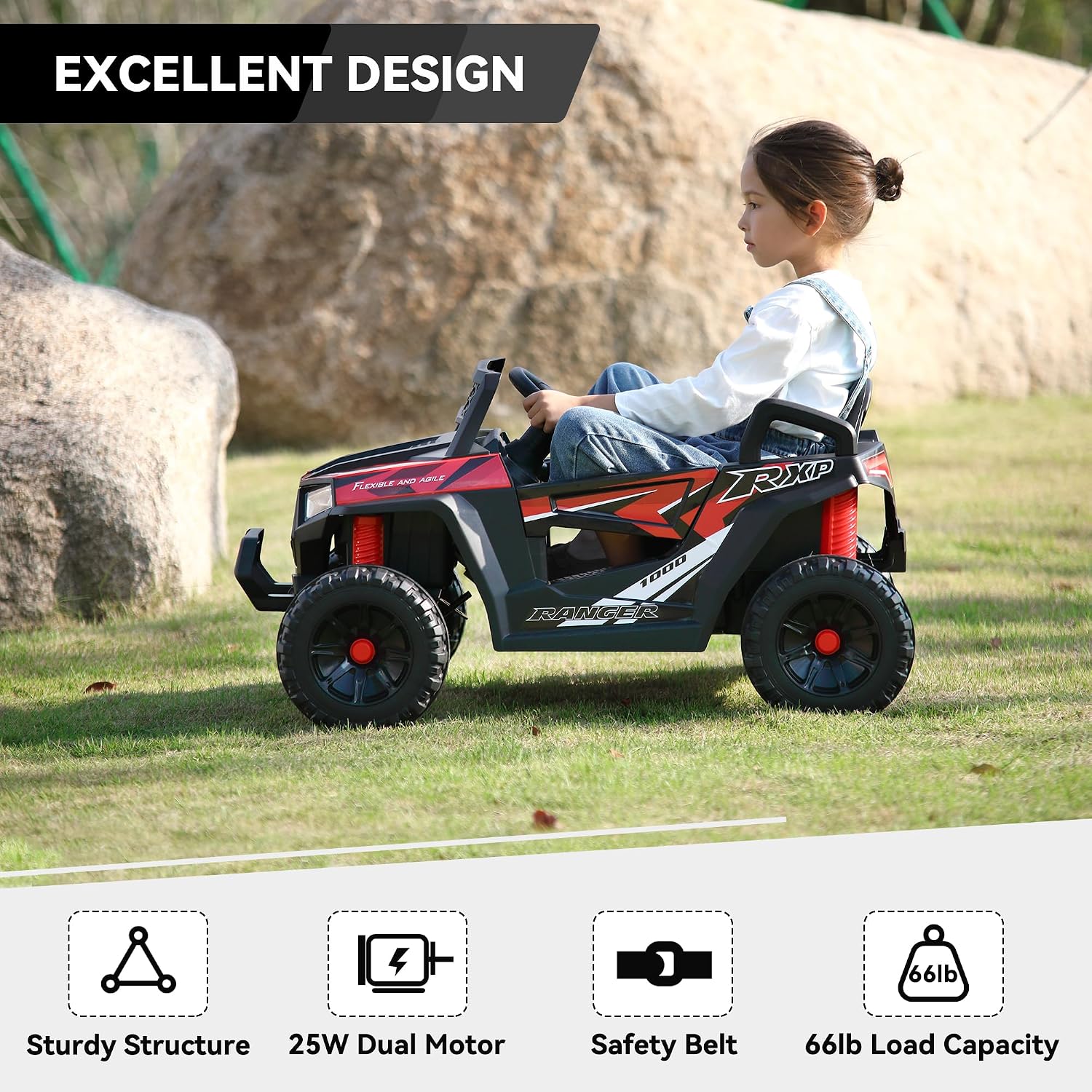 子供用バッテリー駆動4輪車 電動おもちゃ 幼児用 36 レッ - Outdoor Adventure Toys For Kids のレビューと価格