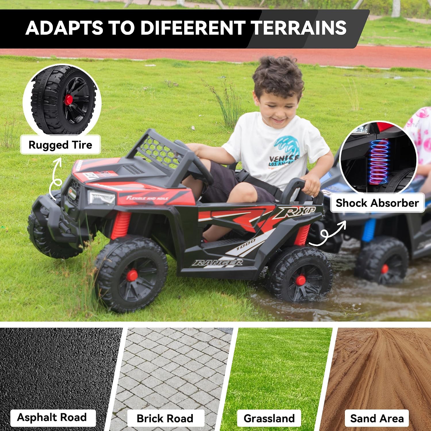 子供用バッテリー駆動4輪車 電動おもちゃ 幼児用 36 レッ - Outdoor Adventure Toys For Kids のレビューと価格