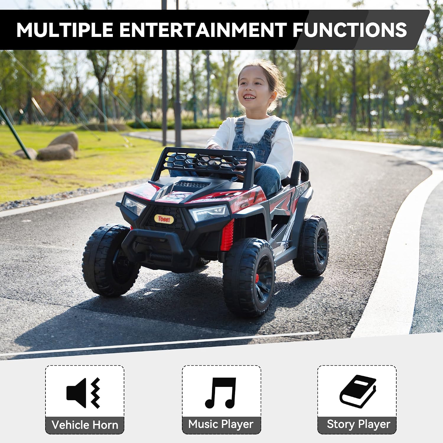 子供用バッテリー駆動4輪車 電動おもちゃ 幼児用 36 レッ - Outdoor Adventure Toys For Kids のレビューと価格